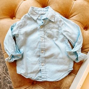 Janie & Jack 2T Linen Shirt In Frost Bite